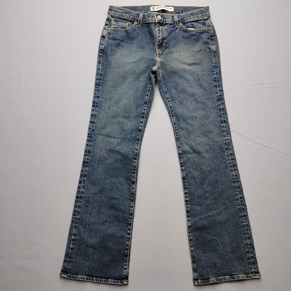 Gap Womens Low Rise Boot Cut Jeans Size 8R Vintage Wash Blue Stretch Denim 32x32